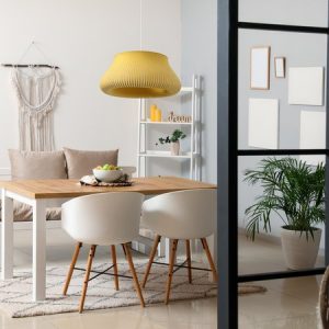 Stylish interior of modern dining room