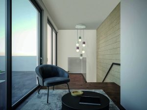 Interior Design. Architecture. Computer generated image of living room. Architectural Visualization. 3D rendering.